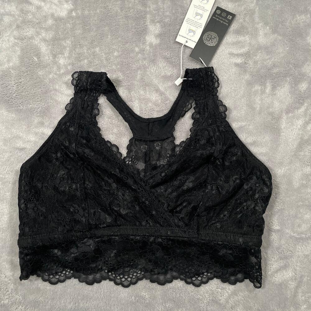 Kindred Bravely Bra Womens Medium Black Nursing Bralette Lace Racerback New